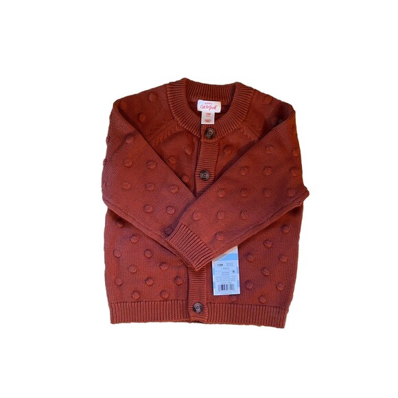 100% Cotton Cat & Jack Baby Girl Cardigan Size 18 Months Orange Knit Sweater - Picture 1 of 4